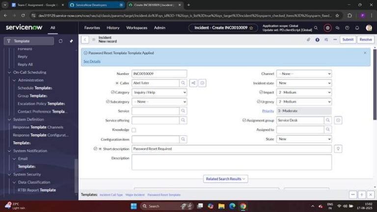Using Templates in Service OperationWorkspace(Incidents) - UrhaanTech